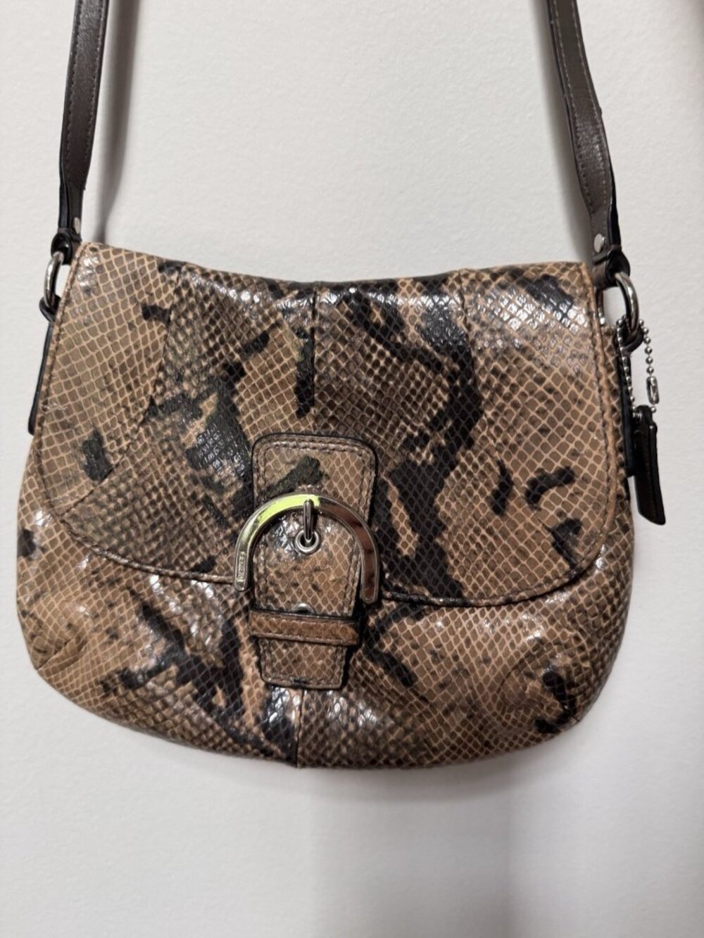 Coach Python Embossed Soho Snakeskin Leather Crossbody Bag Swingpack Purse